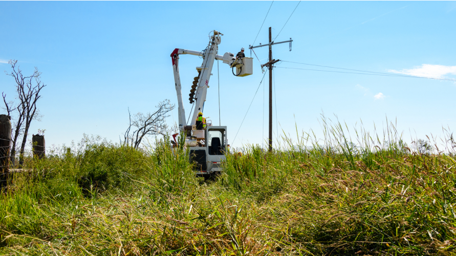 Electric lines being repaired