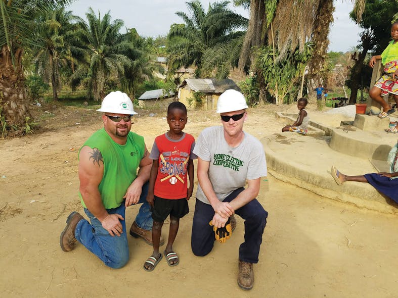 Jeremy Wooden and Jason Toalson spent three weeks in the village of Totota in Liberia on the volunteer trip through NRECA International.