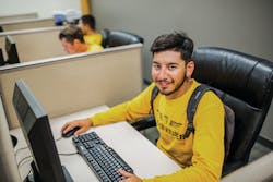 An electrical lineworker student works on his resume as part of NLC’s Career Planning & Strategies course. An electrical lineworker student works on his resume as part of NLC’s Career Planning & Strategies course.