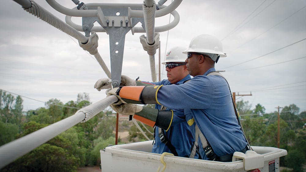 SDG&amp;E linemen perform inspections and maintenance to power lines.