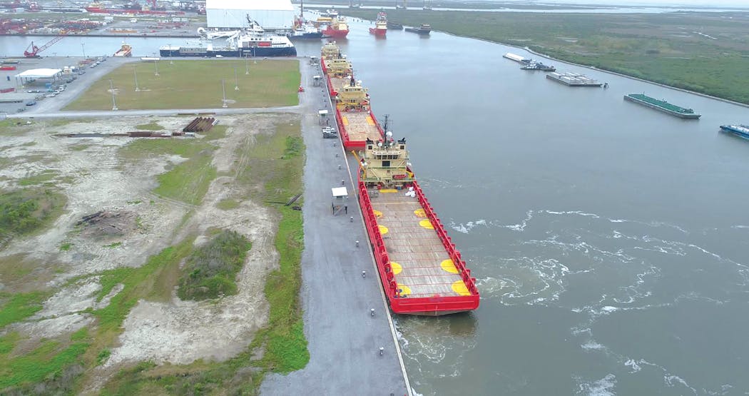 Offshore and platform supply vessels are arranged to receive beneficial shore power from local electric company Entergy Louisiana at Port Fourchon in Lafourche Parish.