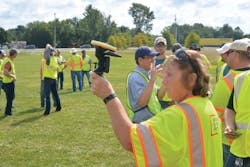 Caroline Irion, functional system analyst senior at AEP uses the AR system during the AEP Survey Seminar in Ohio in July of 2019.