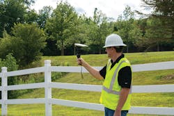 Matt Shellenberger, P.E., staff engineer at AEP, uses the SiteVision for Utilities augmented reality system and mobile application.