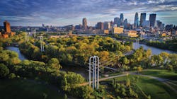 Buildings and bridges ... and power lines. Buildings and bridges ... and power lines.