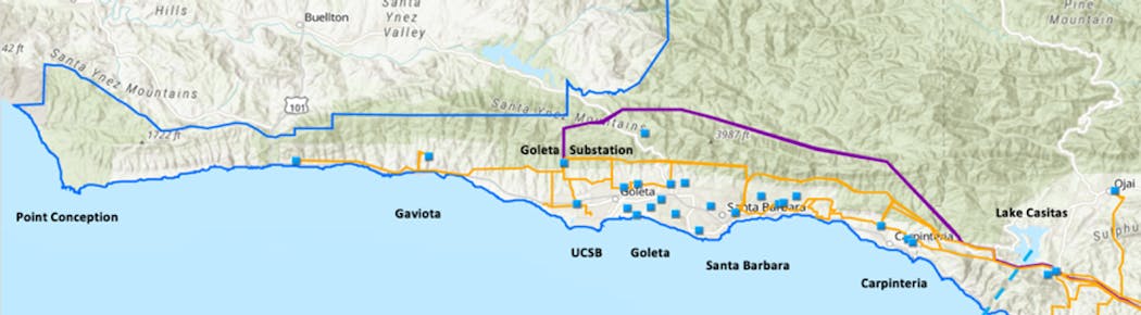A map of the GLP, showing the single transmission in purple.