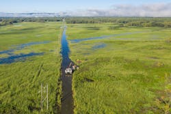 Because the line is located in an environmentally sensitive area that is home to many protected species, replacing it requires a unique level of effort. Because the line is located in an environmentally sensitive area that is home to many protected species, replacing it requires a unique level of effort.
