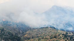 The Salt Fire approaching SRP’s 500-kV transmission lines. The Salt Fire approaching SRP’s 500-kV transmission lines.