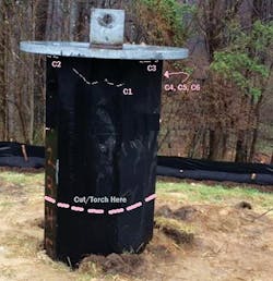 Caisson depth when driving refusal was realized. Caisson depth when driving refusal was realized.