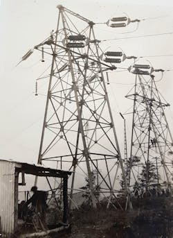 Long span towers circa 1926. Long span towers circa 1926.