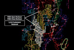 Recloser outage on Elliotsville substation. FISR implemented a 2-step plan to restore 1,114 of 1,998 customers within 41 seconds of FISR starting evaluating. Recloser outage on Elliotsville substation. FISR implemented a 2-step plan to restore 1,114 of 1,998 customers within 41 seconds of FISR starting evaluating.