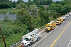 Eversource line crews work to make repairs on Aug. 7 following Isaias in Old Lyme, Connecticut. Eversource line crews work to make repairs on Aug. 7 following Isaias in Old Lyme, Connecticut.