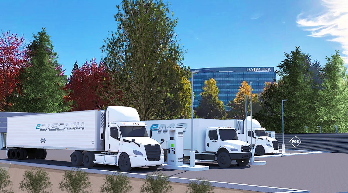 Rendering of the project site where nine charging stations are planned to be operational by spring 2021.