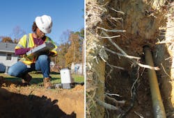 Dominion Energy Program Manager inspects underground cable pull. Dominion Energy Program Manager inspects underground cable pull.