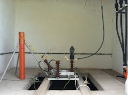 Experimental testing of high-ohmic earth fault (high power water resistor). Experimental testing of high-ohmic earth fault (high power water resistor).