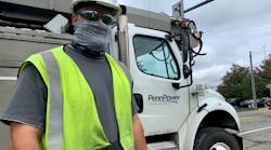 Penn Power Line Leader David Airgood is among the hundreds of FirstEnergy utility employees using the personal voltage and current detector while performing his daily work tasks.