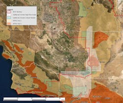 HFRAs and California condor concentration areas and critical habitat.