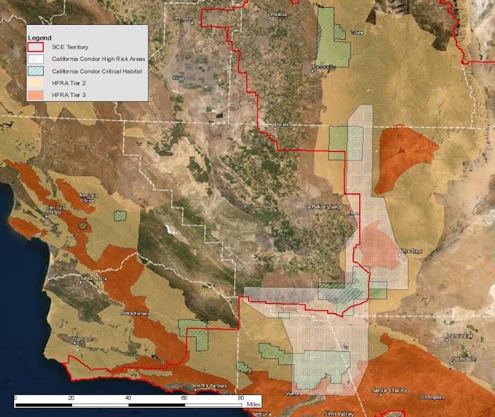 HFRAs and California condor concentration areas and critical habitat.