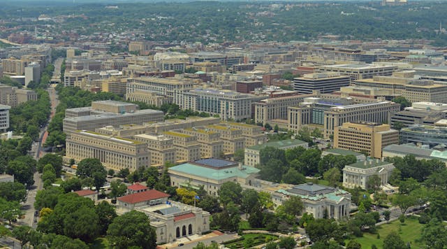 A view from the Washington Monument of the Department of Interior offices in Washington, D.C.