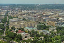 A view from the Washington Monument of the Department of Interior offices in Washington, D.C. A view from the Washington Monument of the Department of Interior offices in Washington, D.C.
