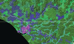 Visualization of risk enables renewal planners to see where investments will provide the greatest benefits in terms of public safety and improving reliability of supply (note different hexagon resolutions). Visualization of risk enables renewal planners to see where investments will provide the greatest benefits in terms of public safety and improving reliability of supply (note different hexagon resolutions).