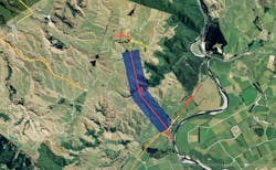Section of squirrel aluminum conductor steel-reinforced (ACSR) conductor installed in overhead line section highlighted in blue in aerial photo (on left) was predicted to have health indicator grade of H2, indicating end of life. Section of squirrel aluminum conductor steel-reinforced (ACSR) conductor installed in overhead line section highlighted in blue in aerial photo (on left) was predicted to have health indicator grade of H2, indicating end of life.