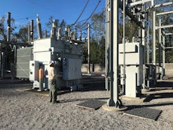 Wayne Gideons visually inspects breaker disconnects to identify any potential problems. Wayne Gideons visually inspects breaker disconnects to identify any potential problems.