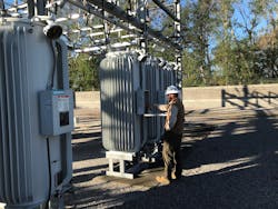 Riviera team member Taylor Bloch collects regulator data into eSMART to map trending load values. Riviera team member Taylor Bloch collects regulator data into eSMART to map trending load values.