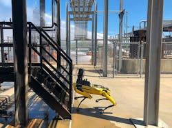 A Boston Dynamics robot named 'Spot' is keeping watch over some critical utility infrastructure for National Grid A Boston Dynamics robot named 'Spot' is keeping watch over some critical utility infrastructure for National Grid