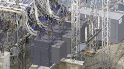 Integration of 3-D scan and proposed 3-D CAD model of transformers, low side bus and conductors to check form, fit and clearance issues. Integration of 3-D scan and proposed 3-D CAD model of transformers, low side bus and conductors to check form, fit and clearance issues.