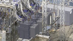 Integration of 3-D scan and proposed 3-D CAD model of transformers, low side bus and conductors to check form, fit and clearance issues. Integration of 3-D scan and proposed 3-D CAD model of transformers, low side bus and conductors to check form, fit and clearance issues.