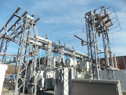 Existing industrial substation transformer banks and bus work. Existing industrial substation transformer banks and bus work.