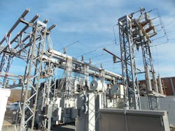 Existing industrial substation transformer banks and bus work. Existing industrial substation transformer banks and bus work.