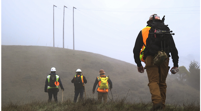 PG&E field crews use drones to inspect poles and lines to identify repair needs.