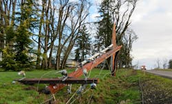 Damaged power distribution equipment near Silverton, Oregon, in the aftermath of February 2021’s record-breaking ice and wind event. Damaged power distribution equipment near Silverton, Oregon, in the aftermath of February 2021’s record-breaking ice and wind event.