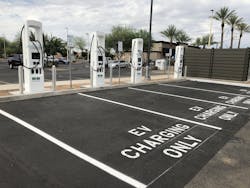 EV charging area at a WalMart. EV charging area at a WalMart.