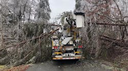 A tree fell on one of Dominion Energy's trucks during storm response. While there were no injuries, it showed the dangers of working in an ice storm. A tree fell on one of Dominion Energy's trucks during storm response. While there were no injuries, it showed the dangers of working in an ice storm.
