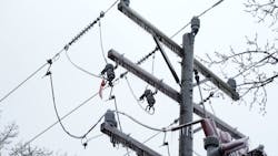 Icicles form on power lines during the winter storm, which hit Dominion Energy&apos;s service territory.
