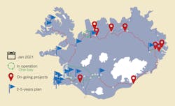 Digital substation project overview and location of ongoing projects included in Landsnet’s two-year to five-year plan. Digital substation project overview and location of ongoing projects included in Landsnet’s two-year to five-year plan.