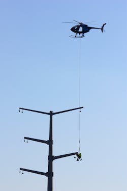 Ameren used helicopters to move human and external material cargo by air. Ameren used helicopters to move human and external material cargo by air.
