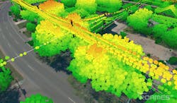 LiDAR data, colored by height above, can be used to identify precise volume of vegetation and its proximity to distribution conductors. LiDAR data, colored by height above, can be used to identify precise volume of vegetation and its proximity to distribution conductors.