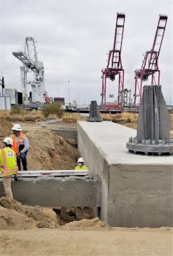 Large grade- and tie-beam system at southern tower. Large grade- and tie-beam system at southern tower.