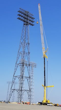 Completed 394-ft tower, the tallest in Southern California. Completed 394-ft tower, the tallest in Southern California.