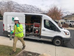 A TGR technician arrives at the site. A TGR technician arrives at the site.