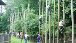 Every five years, Lonza Wood Protection's research center in Conley, Georgia, hosts a climbing trial, now called the 30-year Climb, so named because the poles the participants climbed were treated with added oil emulsion and exposed to the elements for 30 years. Every five years, Lonza Wood Protection's research center in Conley, Georgia, hosts a climbing trial, now called the 30-year Climb, so named because the poles the participants climbed were treated with added oil emulsion and exposed to the elements for 30 years.
