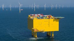 North Sea platform BorWin gamma, operated by Dutch Netherlands system operator, TenneT, transmitting 900-MW wind power through 320-kV dc to onshore North Sea platform BorWin gamma, operated by Dutch Netherlands system operator, TenneT, transmitting 900-MW wind power through 320-kV dc to onshore