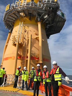 NREL's Walt Musial and Brent Rice join partners to tour the world's first floating offshore wind farm off the coast of Peterhead, Scotland. NREL's Walt Musial and Brent Rice join partners to tour the world's first floating offshore wind farm off the coast of Peterhead, Scotland.