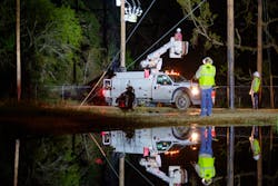 Hurricane Laura restoration crews generally worked during the day and rested at night, but some nighttime work was necessary. This was near Vinton, Louisiana. Hurricane Laura restoration crews generally worked during the day and rested at night, but some nighttime work was necessary. This was near Vinton, Louisiana.