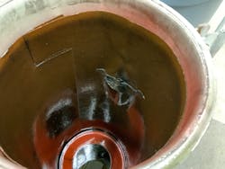 One of the unique Exacter technology findings was some electrical arcing occurring inside an oil circuit recloser at a Lake Region substation. These units are filled with oil. You can see the pitting inside the unit from electric current leakage. One of the unique Exacter technology findings was some electrical arcing occurring inside an oil circuit recloser at a Lake Region substation. These units are filled with oil. You can see the pitting inside the unit from electric current leakage.