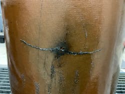 One of the unique Exacter technology findings was some electrical arcing occurring inside an oil circuit recloser at an LREC substation. These units are filled with oil. You can see the pitting inside the unit from electric current leakage. One of the unique Exacter technology findings was some electrical arcing occurring inside an oil circuit recloser at an LREC substation. These units are filled with oil. You can see the pitting inside the unit from electric current leakage.