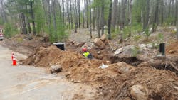 More than 70% of WPS’s service territory is medium- to high-density forest. This terrain led to some difficult construction conditions for crews, including rocky and even boulder-filled earth. More than 70% of WPS’s service territory is medium- to high-density forest. This terrain led to some difficult construction conditions for crews, including rocky and even boulder-filled earth.